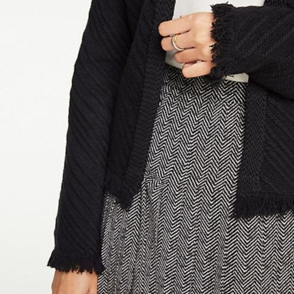 Ann Taylor Stitched Fringed Sweater Jacket XS - Picture 2 of 4